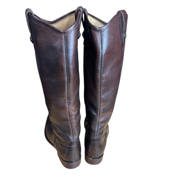 Frye Melissa Double Sole Button Lug Tall Brown Leather Riding Boots Women’s Sz 6 - Picture 5 of 8